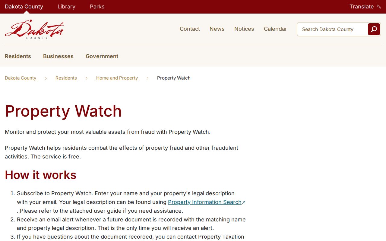 Inver Grove Heights previous residents Property Watch future recording alerts