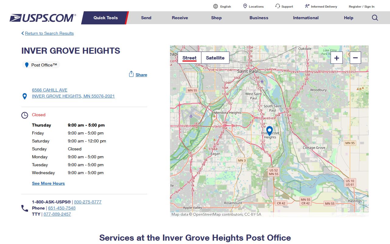 Inver Grove Heights residents directory USPS 55076 post office listing